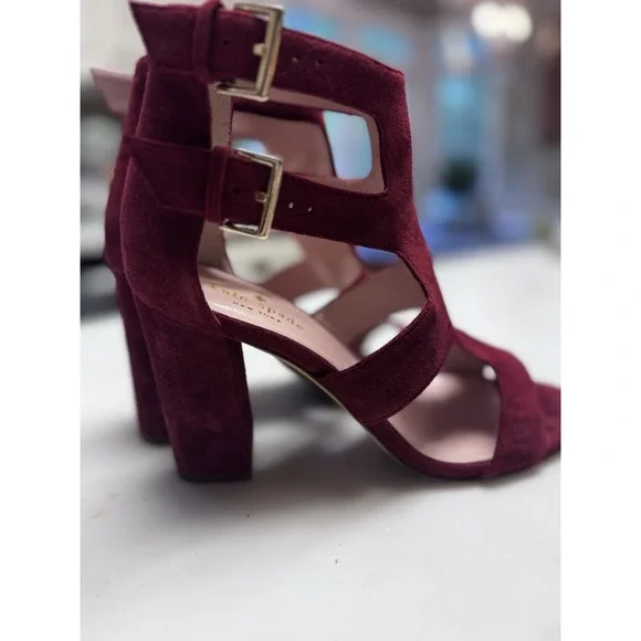 Kate Spade Suede Red Heels Made In Italy Size 7.5 - Picture 2 of 5